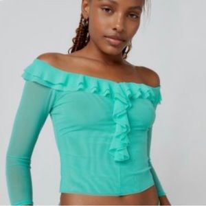Urban Outfitters Rachel Mesh Ruffle Top - NWT